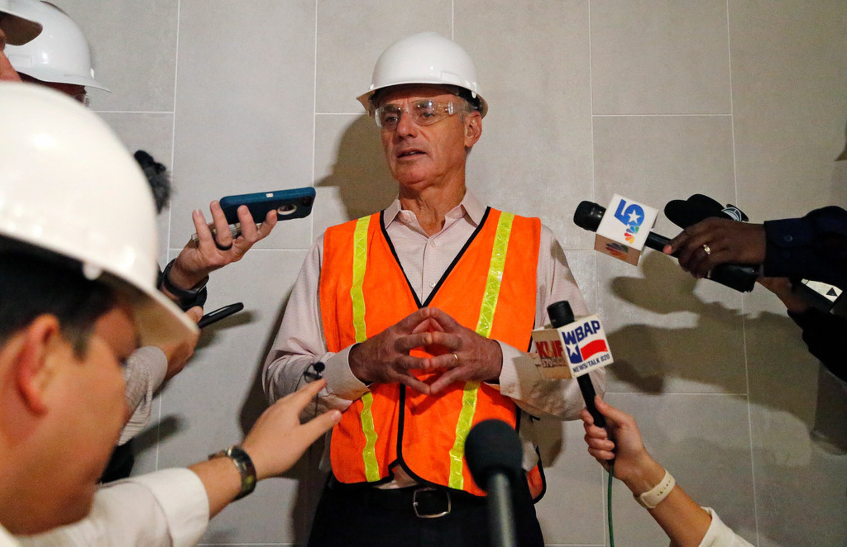 MLB commissioner Rob Manfred visited Globe Life Field in Arlington to view the construction...