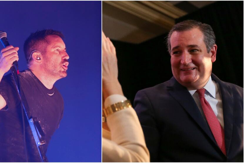 At Nine Inch Nails' Irving show, lead singer Trent Reznor (left) joked that he told Ted Cruz...