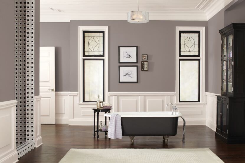 A deep, balanced neutral that combines warm and cool tones, Poised Taupe by Sherwin-Williams...