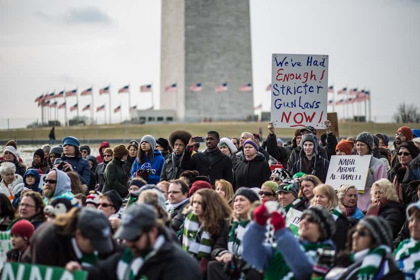 WASHINGTON, DC - JANUARY 26: Advocates of stricter gun control laws gather on the National...