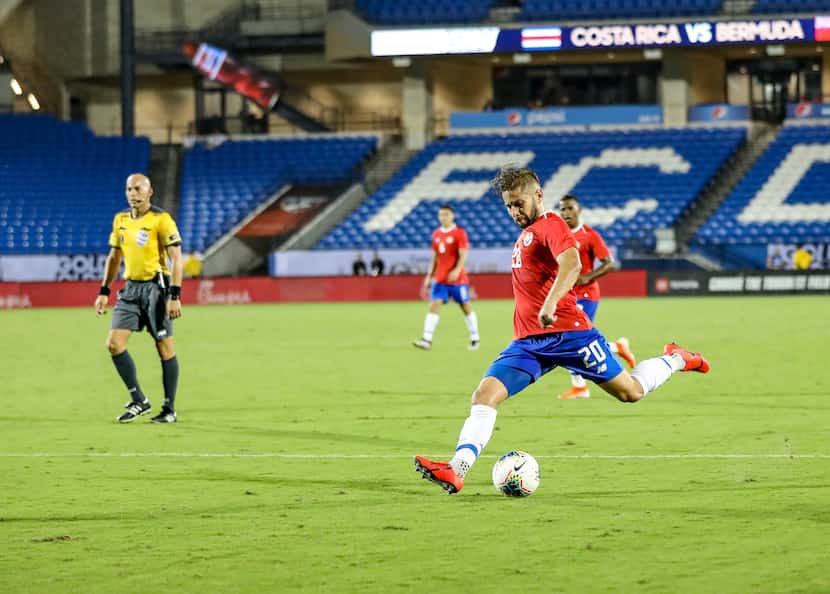 Elias Aguilar of Costa Rica shoots vs Bermuda in the 2019 Gold Cup at Toyota Stadium. (6-20-19)