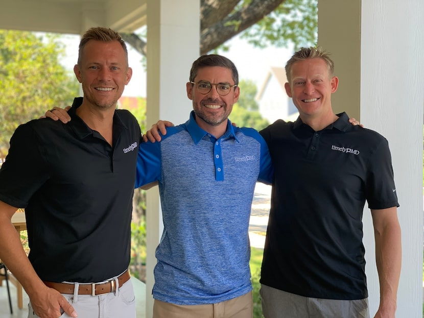 TimelyMD founders Chris Clark (left), Luke Hejl (center) and Alan Dennington (right). Clark...