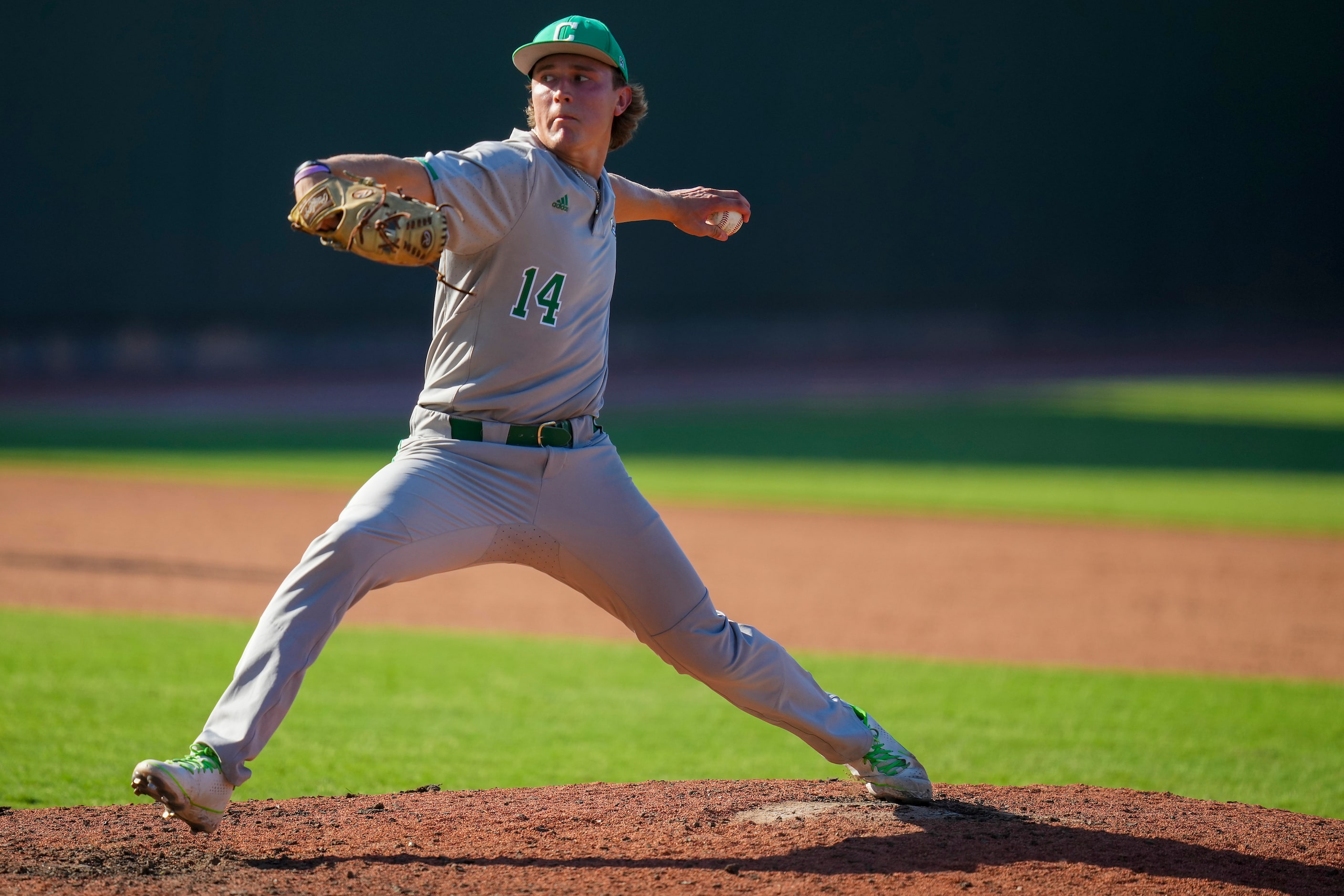 Southlake Carroll pitcher Griffin Herring deliers during the sixth inning of a UIL 6A...