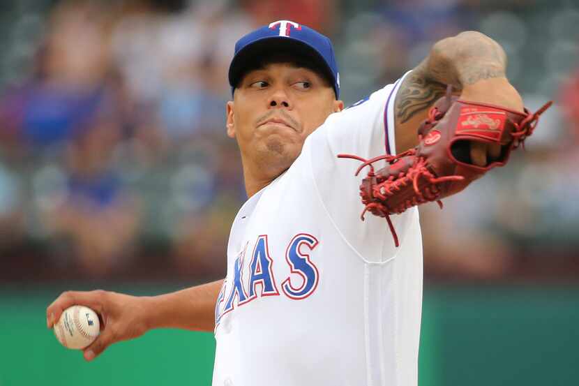Texas Rangers relief pitcher Keone Kela (50) is pictured during the Houston Astros vs. the...