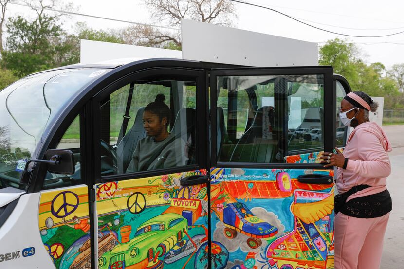 Renita Graham of West Dallas boards DART Circuit, a free ride share service, on Thursday,...