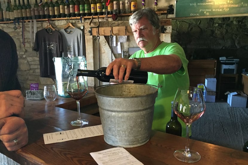 Guests visiting Barking Rocks Winery on weekends enjoy sampling wines made on site.