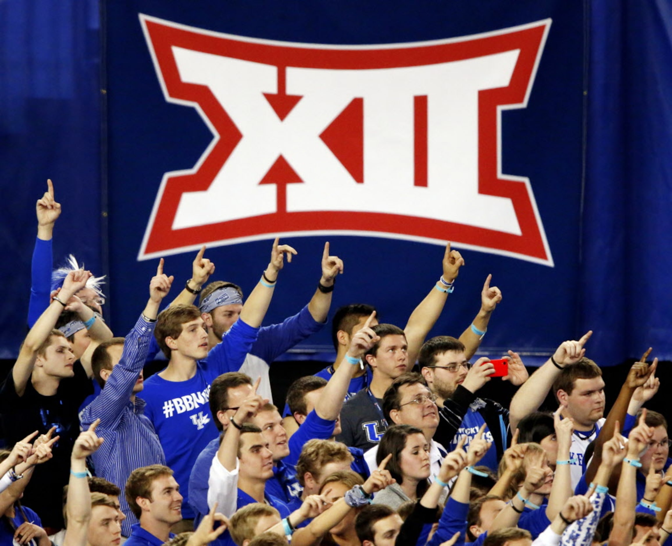 Kentucky Wildcats fans cheer  during the second half of their NCAA Final Four win over the...