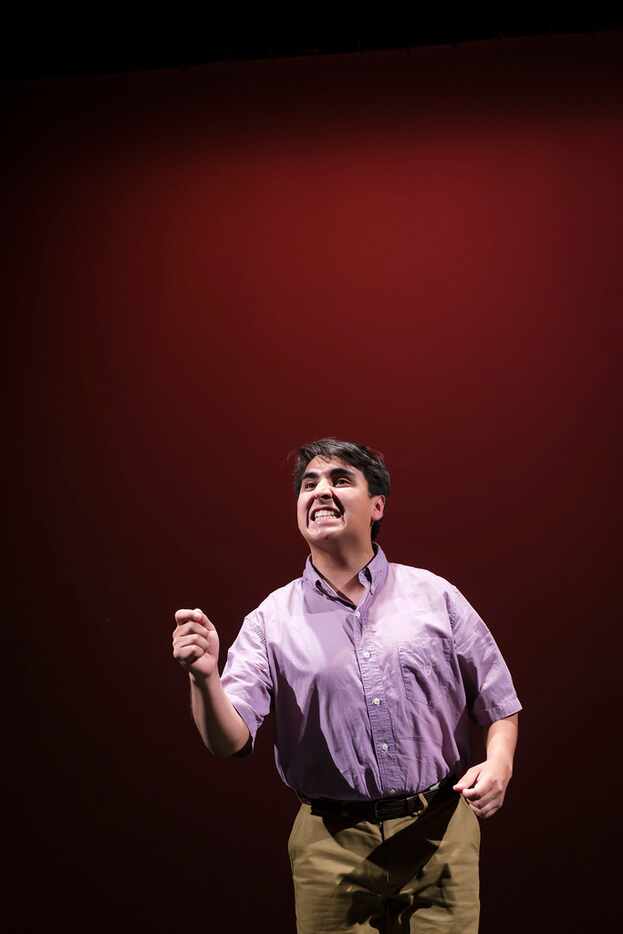 Edwin Aguilar portrays Cesar Chavez in a scene from Cara Mia Theatre Co.'s production of El...
