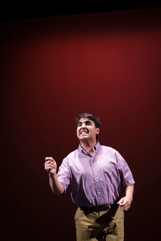 Edwin Aguilar portrays Cesar Chavez in a scene from Cara Mia Theatre Co.'s production of El...