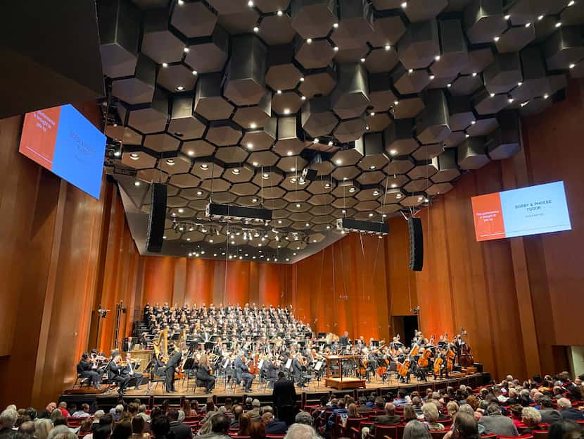 The Houston Symphony and Chorus prepare for a performance of Mahler's Symphony No. 2,...