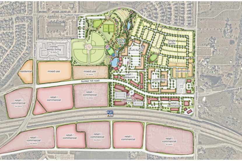 The 119-acre Station development in Sachse is planned for both sides of the Bush Turnpike.