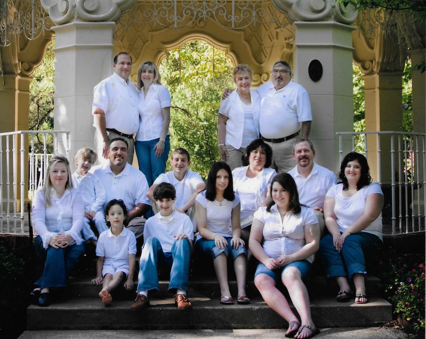 Frank and Lucy Campise (top right) joined their three children's families for a photo...