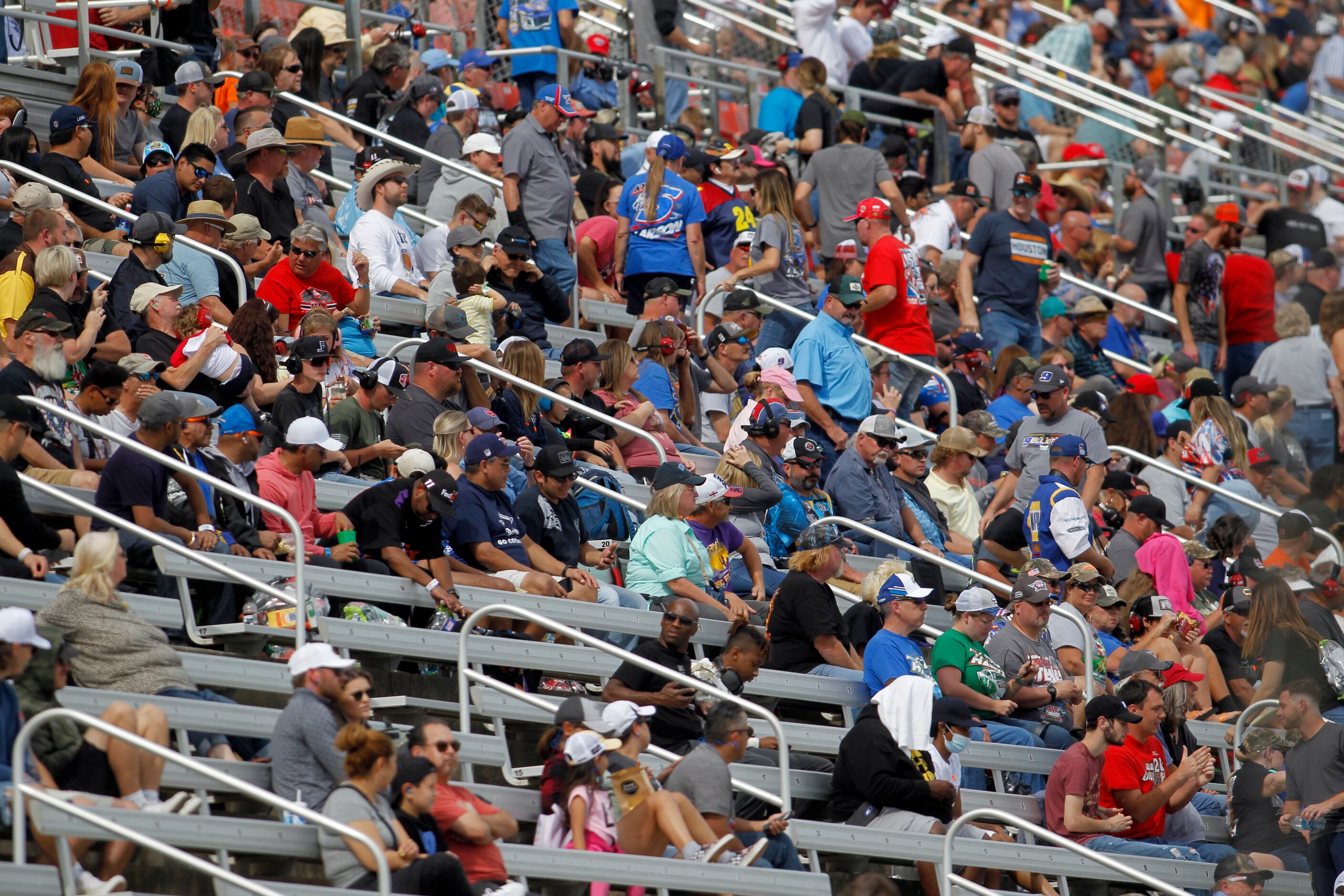 Race fans pack the grandstands for the race. The NASCAR Autotrader  EchoPark Automotive 500...