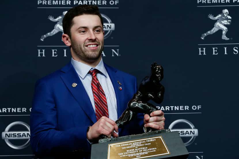 NEW YORK, NY - DECEMBER 09: Baker Mayfield, quarterback of the Oklahoma Sooners, poses for...