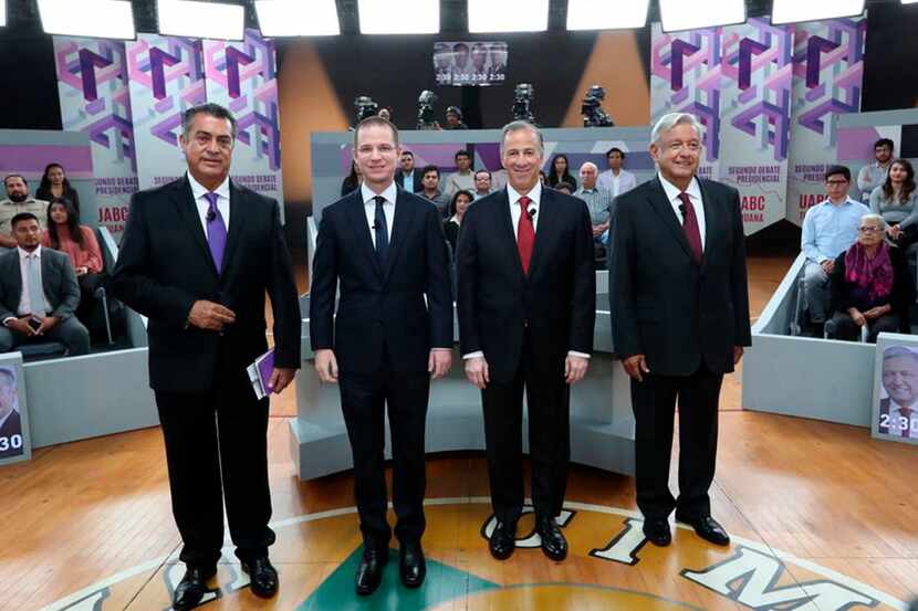 Mexico presidential candidates, from left, independent Jaime Rodriguez, Ricardo Anaya of the...