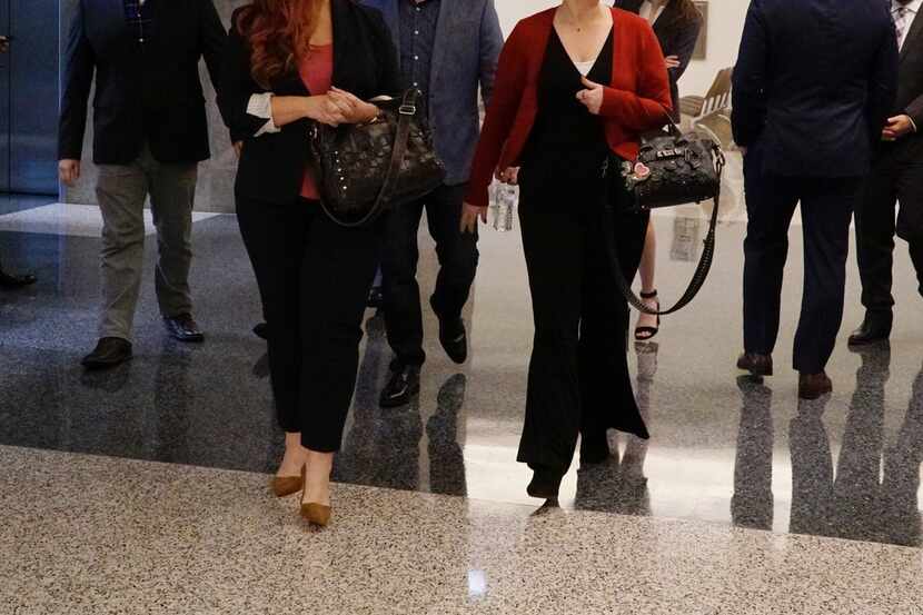 Jamie Marchi, left, and Monica Rial outside the Tarrant County courtroom Sept. 6 where Judge...