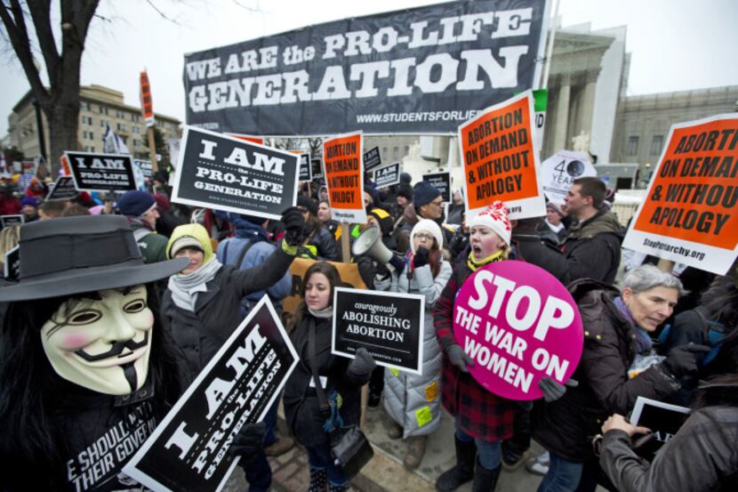 Both sides in the abortion debate were heavily represented during a demonstration outside...