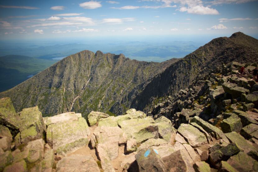 The view from the summit of Mt. Katahdin in Baxter State Park in Maine. Hundreds of...