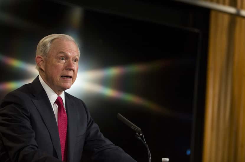 U.S. Attorney General Jeff Sessions delivers remarks at the Justice Department's 2017...
