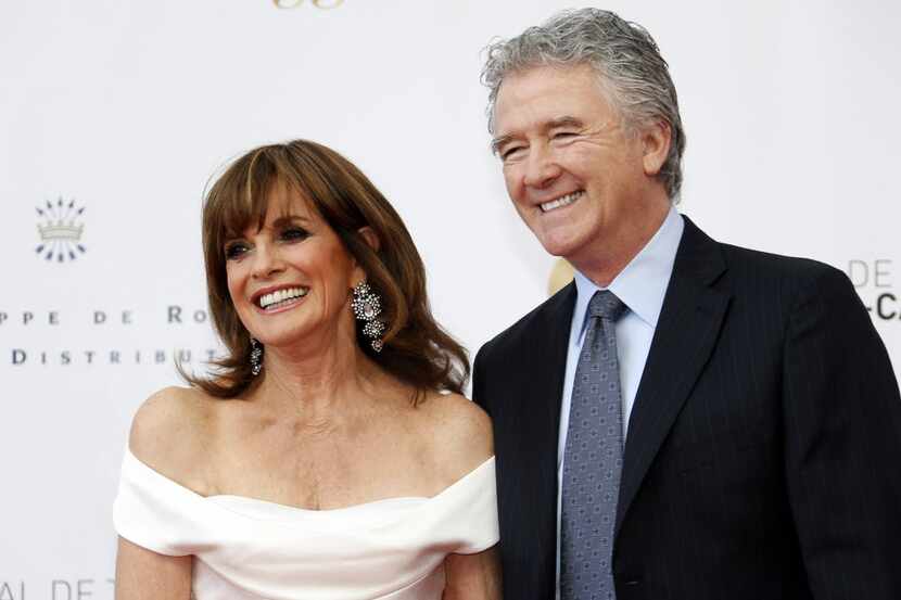 Linda Gray and Patrick Duffy pose during the opening ceremony of the 53rd Monte-Carlo...