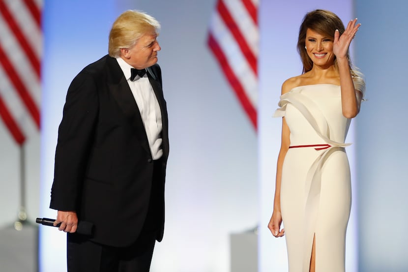 WASHINGTON, DC - JANUARY 20:  President Donald Trump introduces first lady Melania Trump at...
