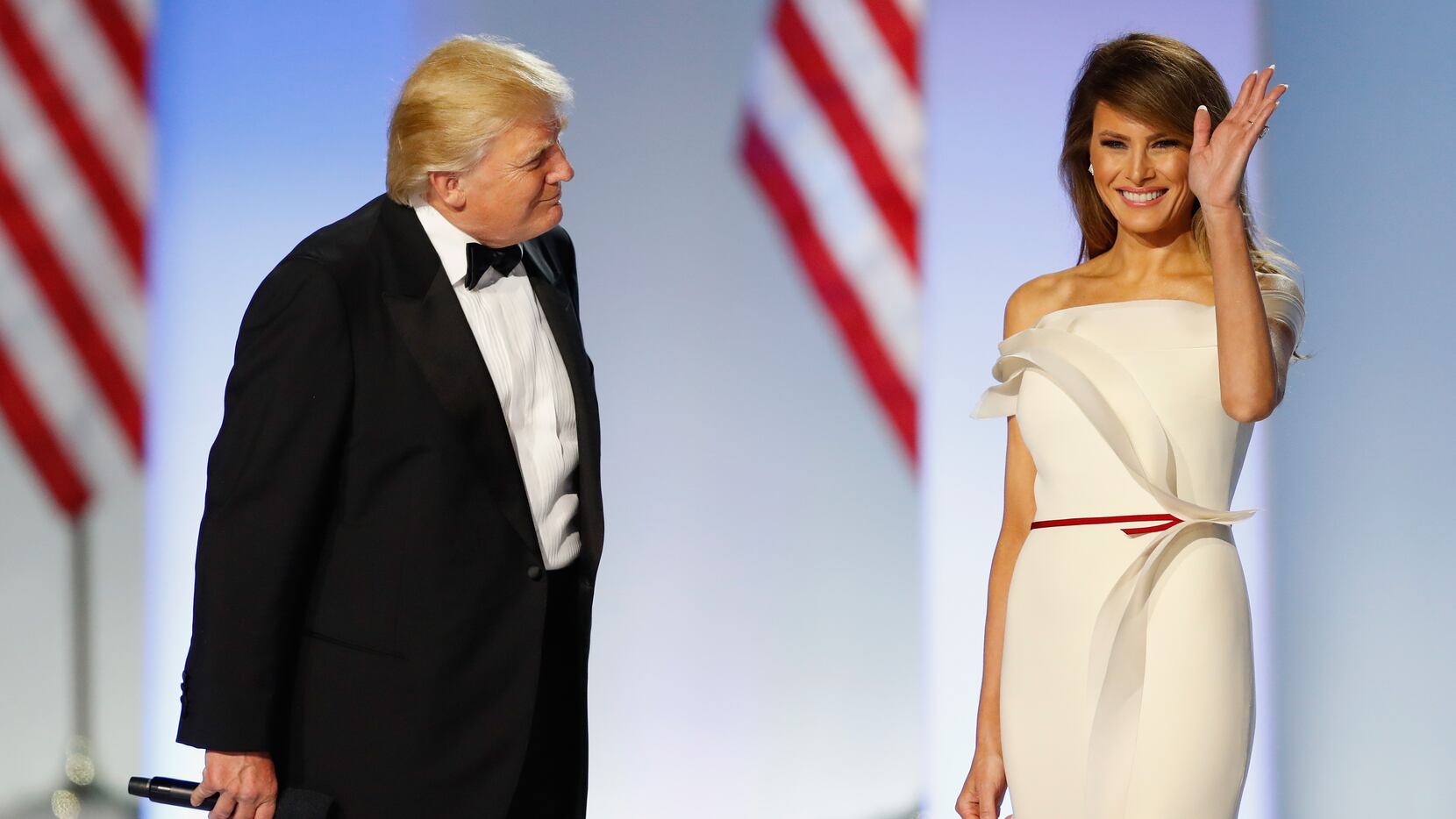 WASHINGTON, DC - JANUARY 20:  President Donald Trump introduces first lady Melania Trump at...
