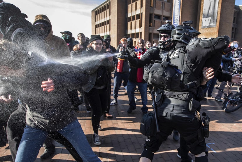 After a scuffle between counterprotesters and Patriot Prayer supporters, Seattle Police...