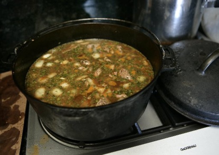 Peter Schaar at home making chili stew. 