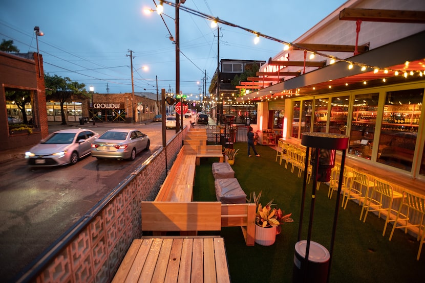 Hawkers' outdoor patio has views of Deep Ellum.