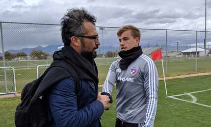 FC Dallas Director of Soccer Operations Marco Ferruzzi and Paxton Pomykal in Tucson. (2-21-19)