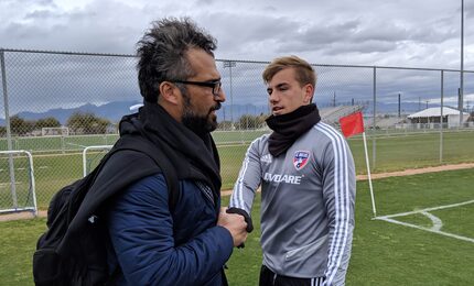 FC Dallas Director of Soccer Operations Marco Ferruzzi and Paxton Pomykal in Tucson. (2-21-19)