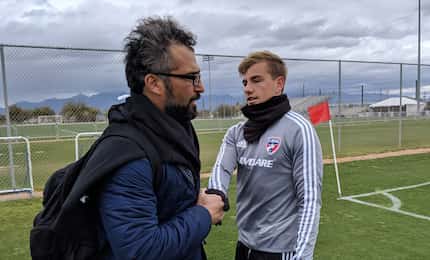 FC Dallas Director of Soccer Operations Marco Ferruzzi and Paxton Pomykal in Tucson. (2-21-19)