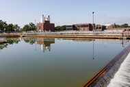 One of several sedimentation basins is seen at the Bachman Water Treatment Plant, Monday,...