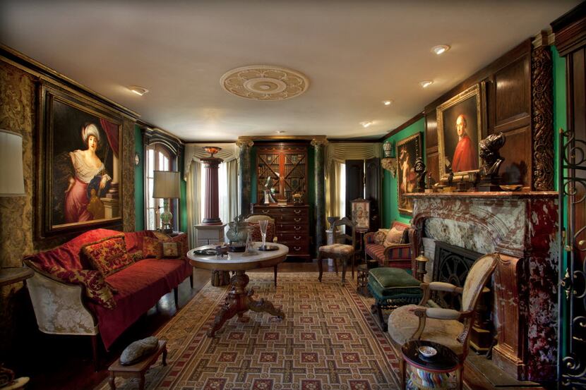 The living room at the house of James Dowell and John Kolomvakis in Dallas. 