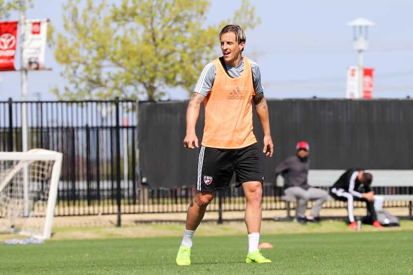 Reto Ziegler takes part in FC Dallas training on March 27th, 2019.
