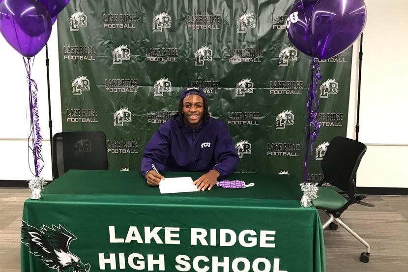Mansfield Lake Ridge cornerback Marvin Covington signed with TCU on Wednesday, the first day...