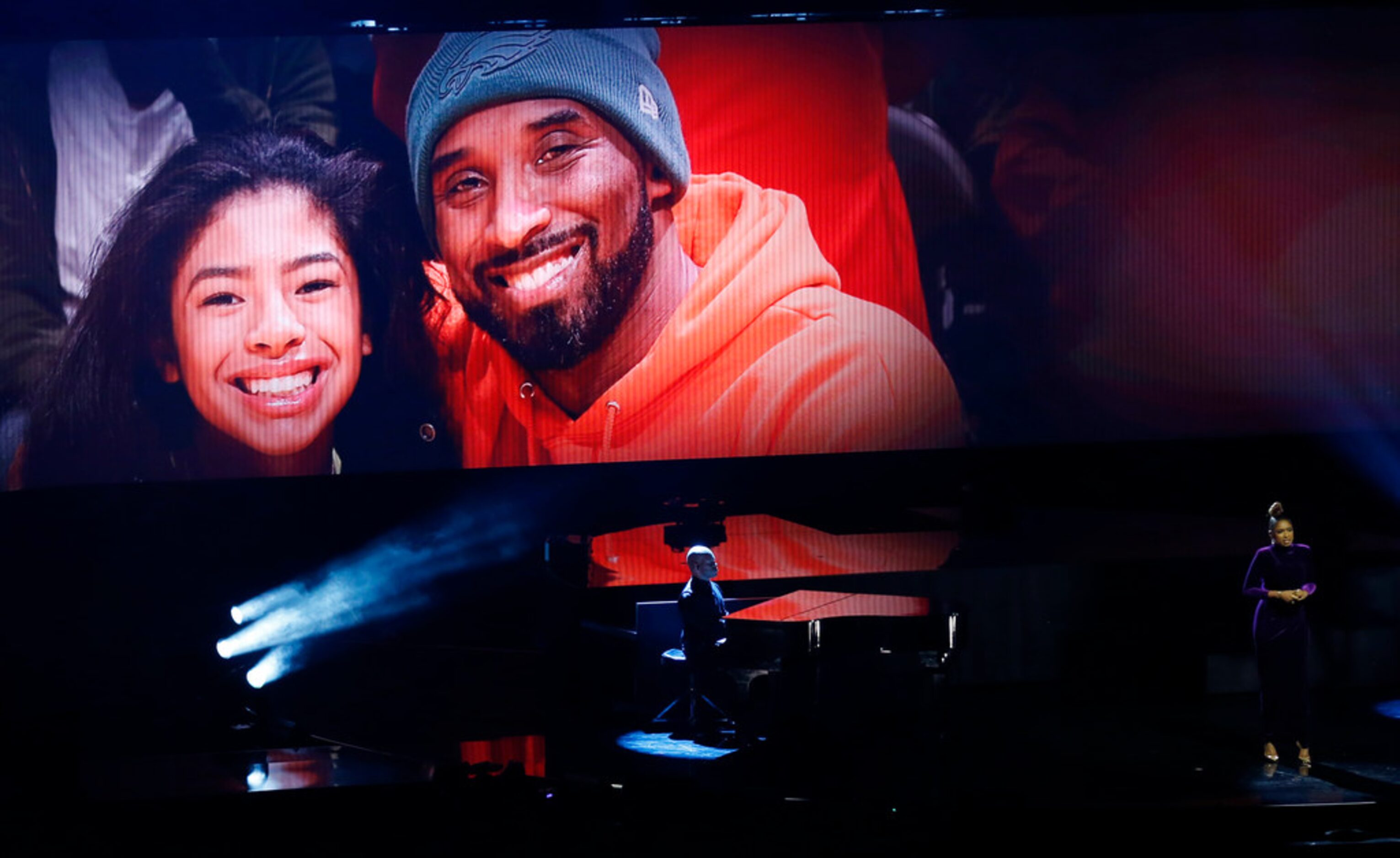 Musical artist Jennifer Hudson sings during a tribute to Kobe Bryant before the NBA All-Star...