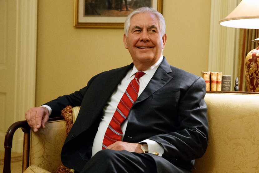 Secretary of State-designate Rex Tillerson pauses during a meeting with Senate Majority...