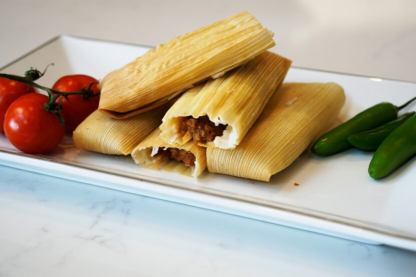 OMG Vegan Tamales Picadillo Tamales shown at the home of Mayra Gaytan in Sachse, Texas.

