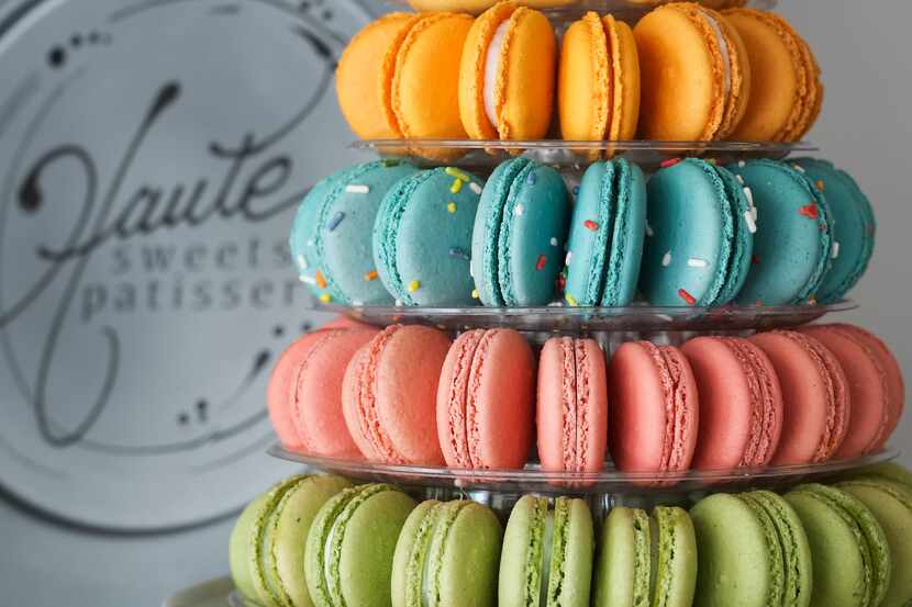 A Macaron Tower at Haute Sweets Patisserie in Hillcrest Village on Thursday, July 15, 2021,...
