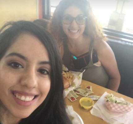 Weltzin Garcia Mireles and Chrystal de Jesus smile for a photo during a lunch date in 2017....