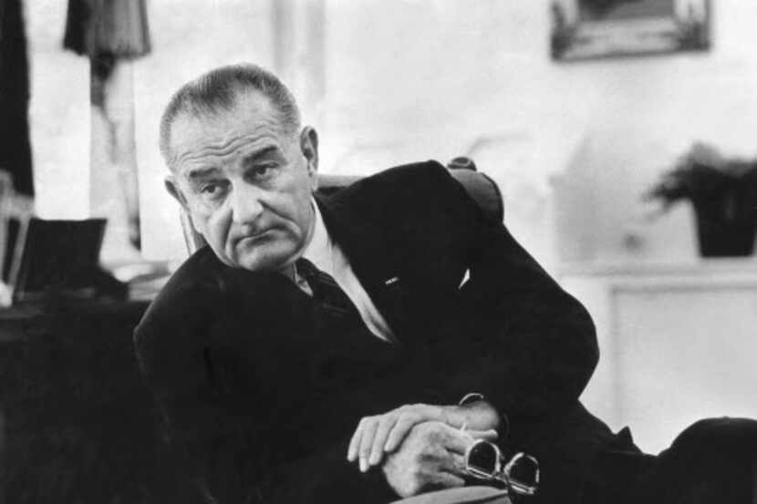 
FILE -- President Lyndon B. Johnson in the Oval Office of the White House in Washington,...