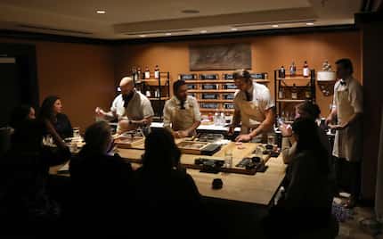 At Sushi By Scratch, diners sit inside a hotel room converted into a tiny restaurant.