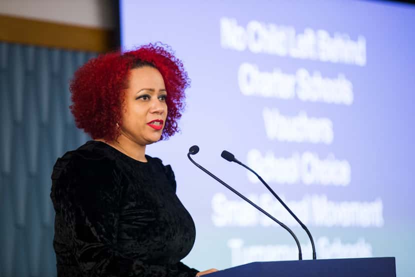 Nikole Hannah-Jones, racial injustice writer for The New York Times Magazine, gives a...