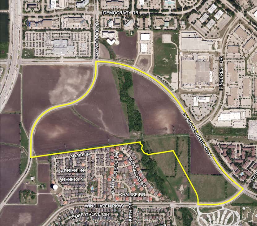 The Haggard development site is along Spring Creek Parkway just east of the Dallas North...
