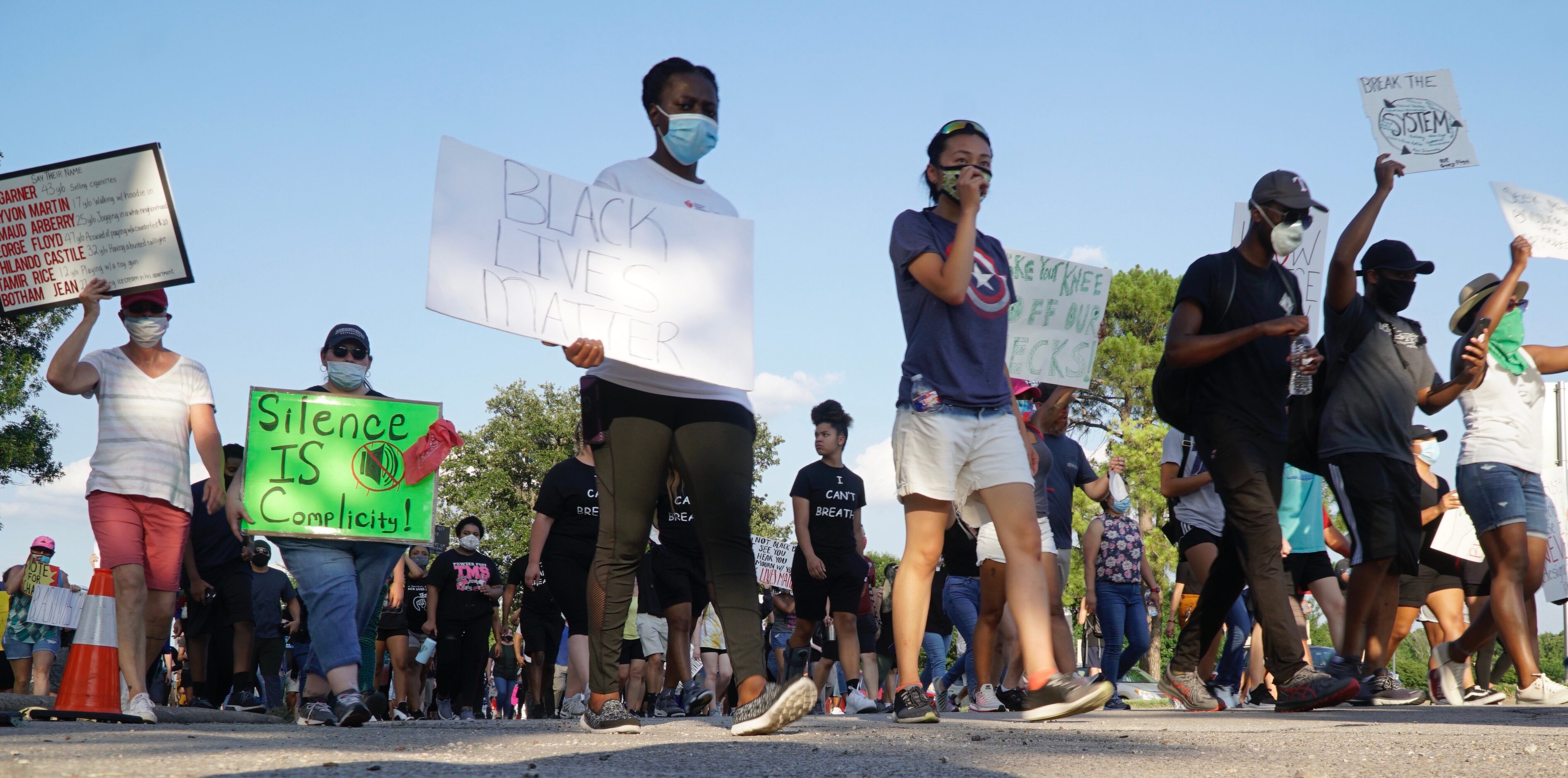 Hundreds of people marched in a protest in Irving, Texas on Monday, June 8, 2020. The...