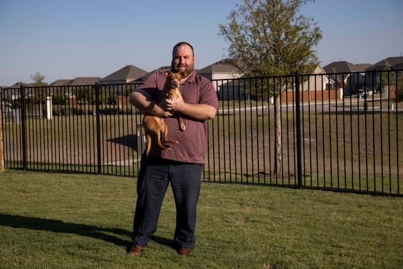 Matt Puckett, pictured with his dog Bella in his backyard in Anna, sold his home in McKinney...