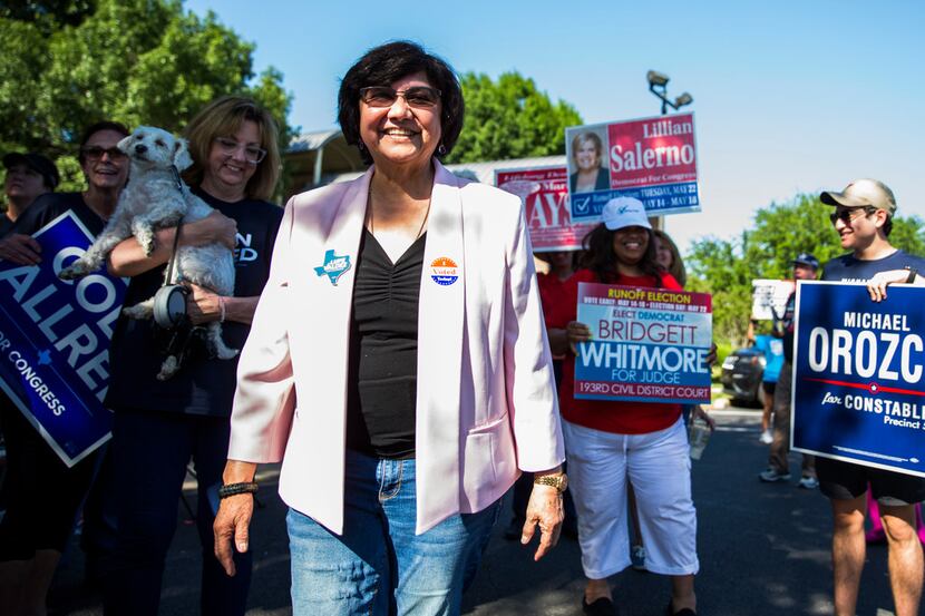 Lupe Valdez, gubernatorial candidate and former sheriff of Dallas County, greeted...