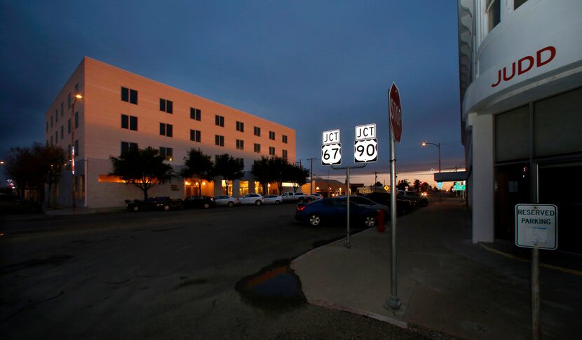 Hotel Saint George, Marfa's new boutique hotel, is across the street from the Judd...