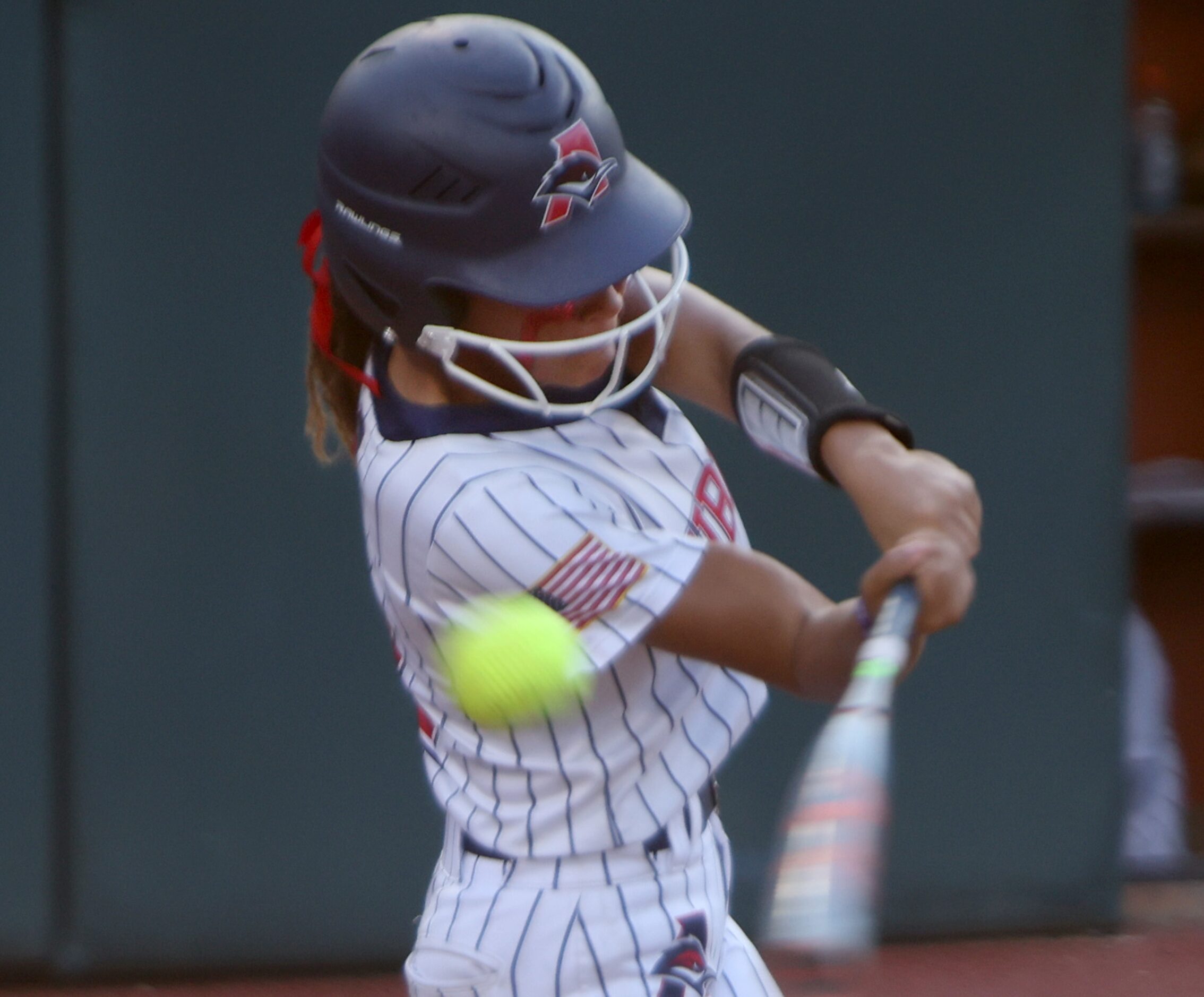 Aubrey's Tamia Cherry (2) fouls off a pitch during the bottom of the 3rd inning of play...